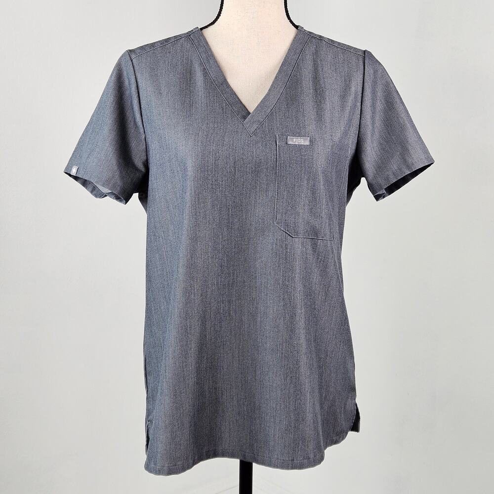 Figs Women's Scrub Top Gray One-Pocket Catarina 1337 | Small | MINOR FLAWS